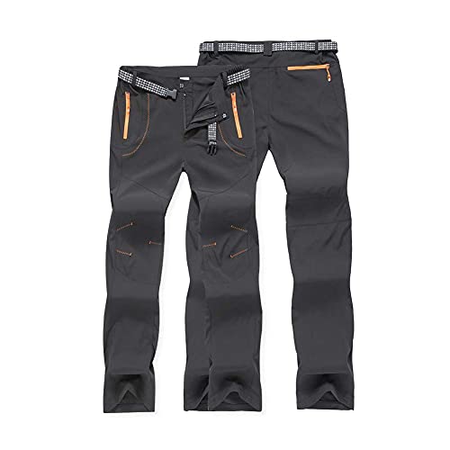 CARETOO Pantalones Trekking Hombre Primavera Verano Pantalones de Escalada Senderismo Alpinismo Invierno Polar Forrado Aire Libre (Negro sin Pilas, XXL)