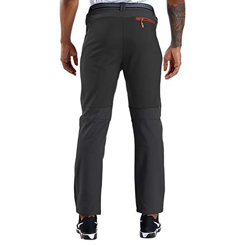 CARETOO Pantalones Trekking Hombre Primavera Verano Pantalones de Escalada Senderismo Alpinismo Invierno Polar Forrado Aire Libre (Negro sin Pilas, XXL)