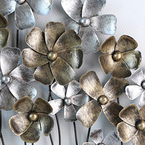 Casablanca - Decoración de pared - de metal con flores marrones champán, altura 80 cm