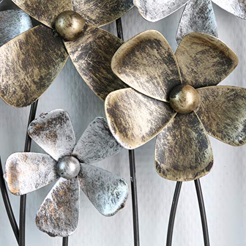 Casablanca - Decoración de pared - de metal con flores marrones champán, altura 80 cm