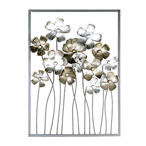 Casablanca - Decoración de pared - de metal con flores marrones champán, altura 80 cm