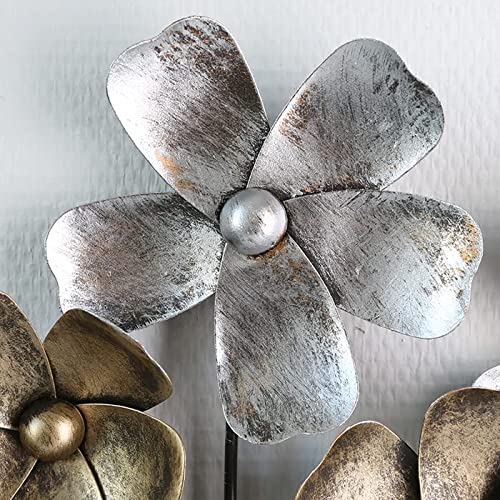 Casablanca - Decoración de pared - de metal con flores marrones champán, altura 80 cm