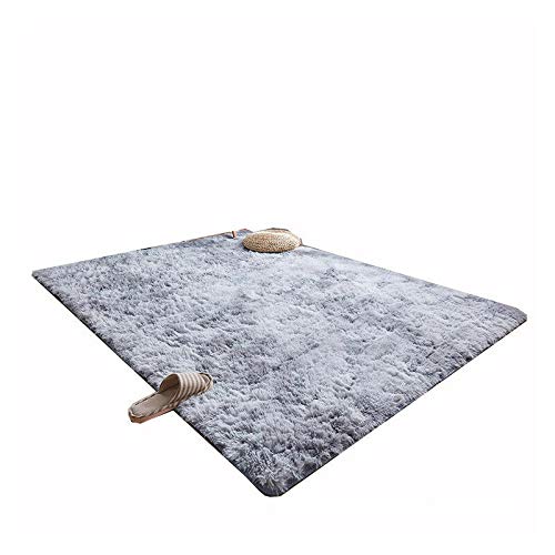 Catalpa Blume Alfombra de pelo largo gris plateado para salón, fácil cuidado, 160 x 230 cm