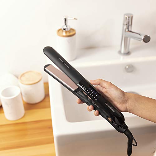 Cecotec Plancha de pelo Bamba RitualCare 1100 Titanium Ion Touch. De Titanio, Selector Táctil, Con Ion real, Calentamiento ultrarrápido, Temperatura de 160 y 230 grados, Control y precisión