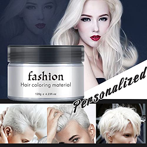 Cera Color Pelo Tinte de Cabello Temporal Tinte Barba Hombre, Desechable Mate Tinte Pelo Blanco para Hombres Mujeres Party Cosplay, Halloween