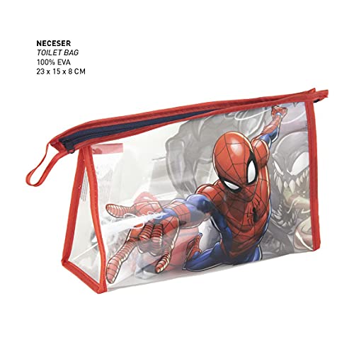 CERDÁ LIFE'S LITTLE MOMENTS, Neceser Infantil Completo de Spiderman-Licencia Oficial Marvel para Niños, Rojo, Especialmente recomendado 2 a 8 años