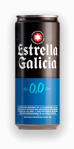 Cerveza sin alcohol Estrella Galicia 0,0 Cerveza - Pack de 24 latas x 330 ml - Total: 7.92 L