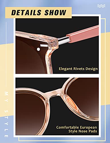 CGID Diseñador GID gafas de sol polarizadas redondas extragrandes para mujer Retro Gafas 100% UV400 Con Sombra Marco Rosa transparente Lente Marrón M60