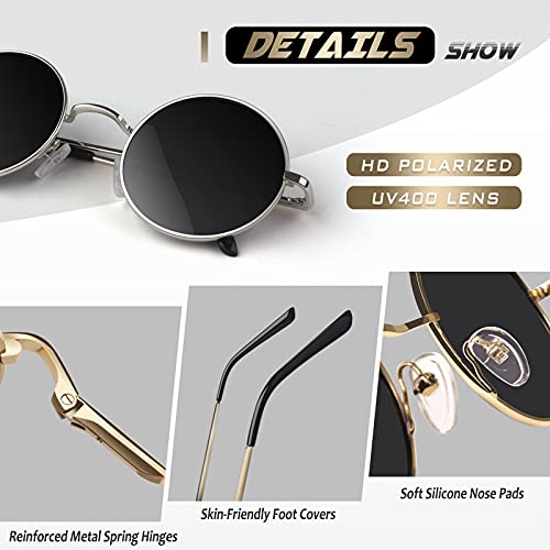 CGID E01 Estilo Vintage Retro Lennon inspirado círculo metálico redondo gafas de sol polarizadas para hombres y mujeres