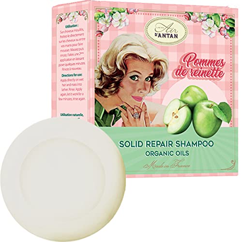 Champu Solido 80g de Un Air d'Antan/Fragancia De Manzana/Champú Solido Reparadora Con Aceite De Argán Orgánico/Cabello Dañado/Champú Natural Sin Sulfatos/Champu Sin Sulfatos Ni Parabenos