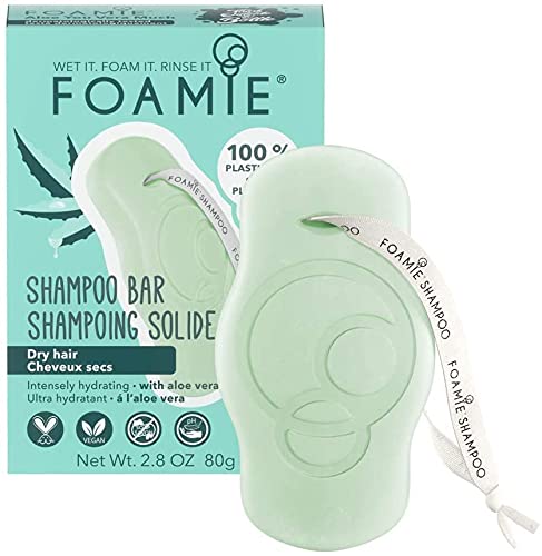 Champú sólido Foamie para pelo seco con aloe vera y aceite de almendras que hidrata intensamente el pelo seco 100% champu vegano y sin plástico 80 g