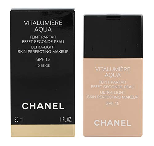 CHANEL Vitalumière Aqua base de maquillaje Botella Crema 30 ml - Base de maquillaje (Botella, Crema, Beige, Beige, Iluminador, Mujeres)