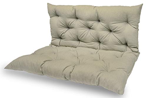 chilly pilley cojin para Banco Relajación cojin para palets con Respaldo cojin para Columpio Acolchado Hilo Cojines de Jardin Asiento para Bancos y Columpios (100x50x50. Crema)