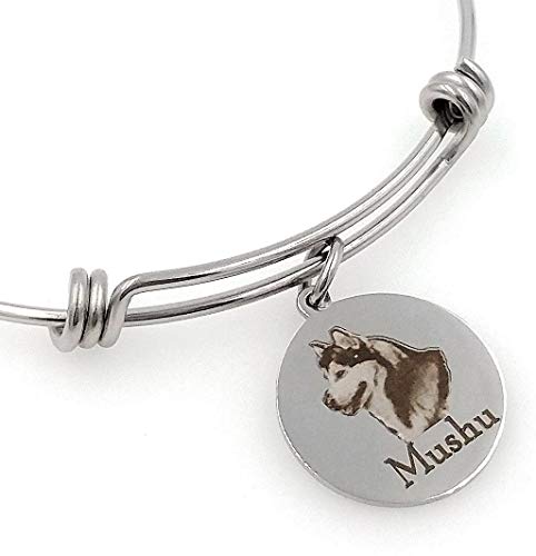 Chloe & Violet Jewelry Malamute, Husky Siberiano brazalete pulsera-personalizada, grabado, ampliable