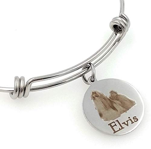 Chloe & Violet Jewelry Shih Tzu-pulsera del brazalete personalizado, grabado, ampliable