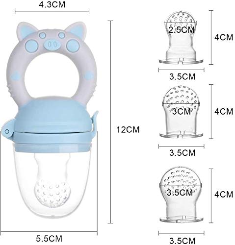 Chupete Fruta Bebe - RIGHTWELL 2 Pcs Chupetes Frutas para Bebés y Niños Pequeños con 6 Tetinas de Silicona sin BPA para Mordedor Verdura Papilla Alimentación Suplementaria