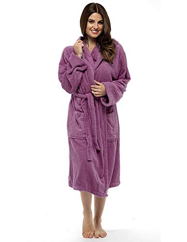 CityComfort Albornoz Mujer Baño, Ropa Mujer 100% Algodon, Bata de Casa Mujer con Capucha Suave y Absorbente, Regalos para Mujer y Chica Adolescente Talla S - XL (Orquidea Salvaje, M)