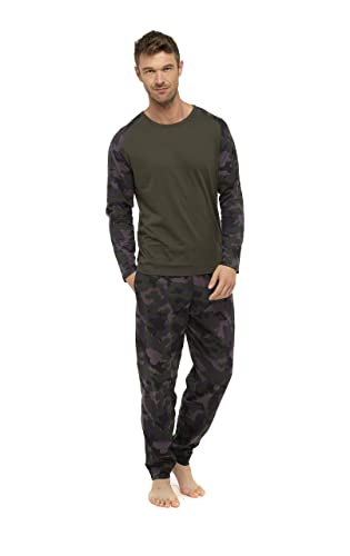 CityComfort Pijamas para Hombre 100% algodón súper Suave para Hombre, Conjunto de Pijamas para Hombre, Ropa de Dormir, Ropa de Estar, chándal (Caqui Camo, XXL)