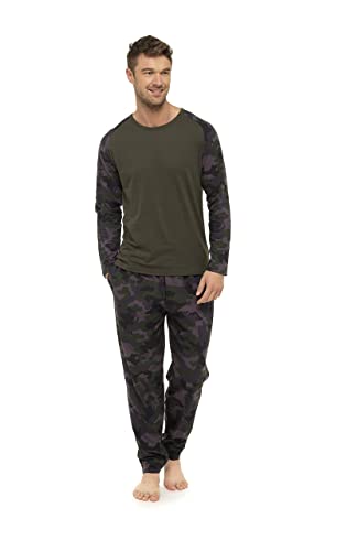 CityComfort Pijamas para Hombre 100% algodón súper Suave para Hombre, Conjunto de Pijamas para Hombre, Ropa de Dormir, Ropa de Estar, chándal (Caqui Camo, XXL)