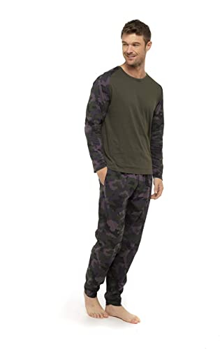 CityComfort Pijamas para Hombre 100% algodón súper Suave para Hombre, Conjunto de Pijamas para Hombre, Ropa de Dormir, Ropa de Estar, chándal (Caqui Camo, XXL)