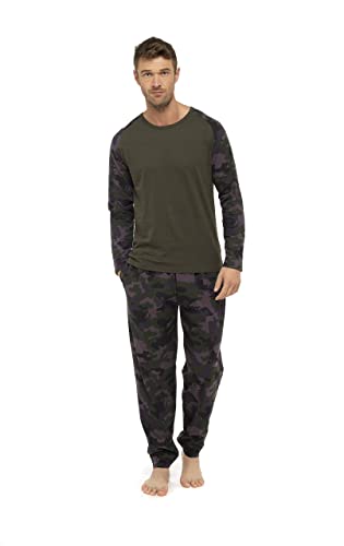 CityComfort Pijamas para Hombre 100% algodón súper Suave para Hombre, Conjunto de Pijamas para Hombre, Ropa de Dormir, Ropa de Estar, chándal (Caqui Camo, XXL)