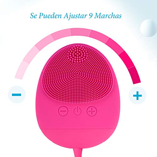 CkeyiN Cepillo Limpiador Facial de Silicona Dispositivo De Belleza Cara Poros Acné Espinillas Puntos quita Exfoliación Masajeador Impermeable IPX7 para Todo Tipo de Piel Recargable Portátil USB