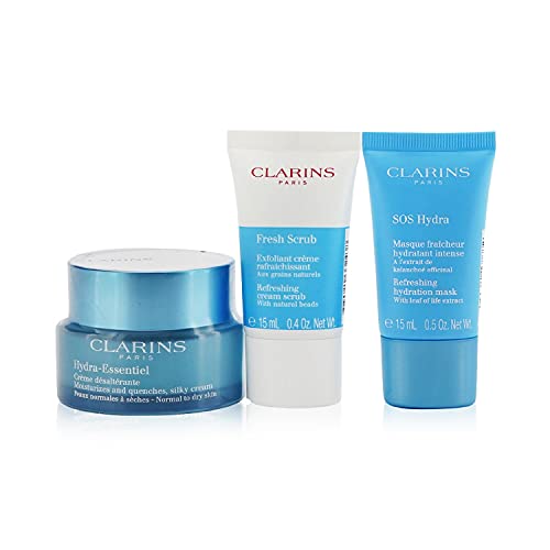 Clarins hydra essentiel todo tipo de pieles 50ml + mascarilla hidratante 15ml + exfoliante rotro 30ml (3063224)