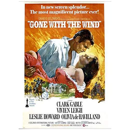 Clark Gable Vivian Leigh Vintage Gone With The Wind póster de película póster pintura decorativa-50x70cm sin marco