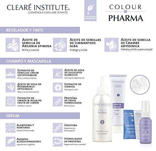 CLEARÉ INSTITUTE Colour Pharma, tinte Sin Ppd Ni Amonicaco, Coloración Antiedad, 100% Cobertura de Canas Rebeldes, con Serum Redensificante, 4n. Castaño, 80ml