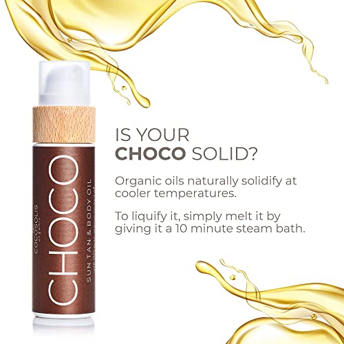 COCOSOLIS Choco - Acelerador de Bronceado con Vitamina E, Loción Bio Oil para un bronceado natural – Bronceadores Solares choco - Seis aceites naturales para una piel radiante - 110 ml