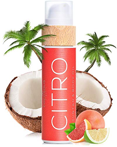 COCOSOLIS Citro - Acelerador Bronceado con Vitamina E – Bronceadores Solares y Crema hidratante corporal - Aroma cítrico refrescante - Seis aceites naturales para una piel radiante - 110 ml