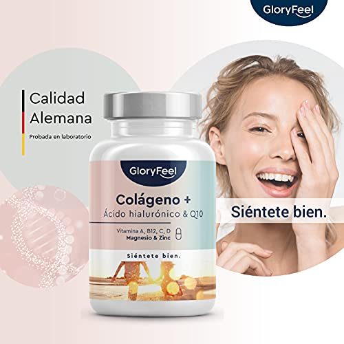 Colágeno Marino Hidrolizado + Ácido hialurónico + Coenzima Q10 + Magnesio + Zinc + Vitaminas A, C, D y B12 - Articulaciones Fuertes, Piel Tersa y Energía - 60 cápsulas (Suministro para 2 meses)