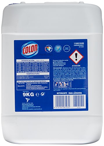 Colon - Detergente para lavadora profesional, adecuado para ropa blanca y de color, formato gel - 9 kg