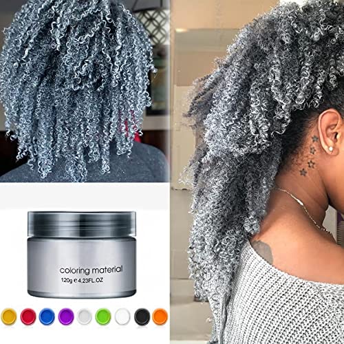 Color Cabello Cera Tinte Instantáneo para Cabello Lodo Cabello Desechable Crema para Peinado Natural Modelado Temporal Pomada Arcilla Gris