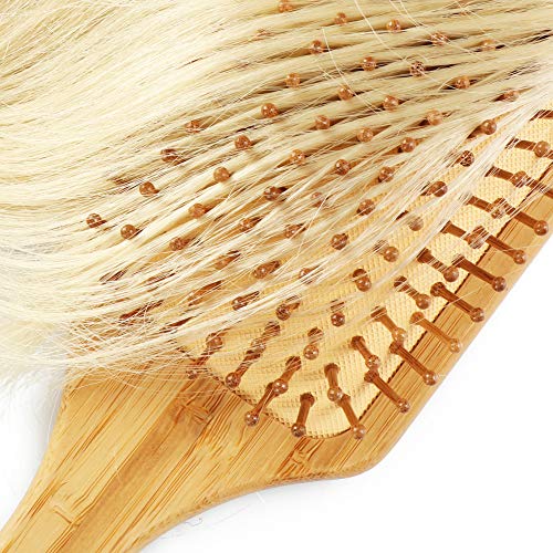 com-four® Cepillo de Pelo Natural Hecho de bambú con cerdas Naturales - para Hombres, Mujeres, niños - 100% Vegano (1 Pieza - Cepillo de Paleta)