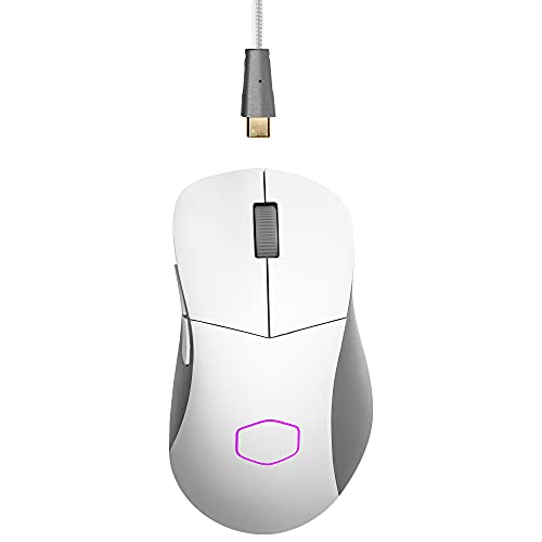 Cooler Master MM731 RGB-LED Ratón para Juegos Ligero híbrido con Cable e inalámbrico de 59 g - Sensor óptico de 16000 dpi, Microinterruptores ópticos de 70 Millones de clics - Blanco Mate