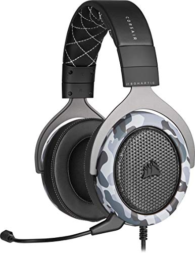 Corsair HS60 HAPTIC Auriculares Estéreo para Juegos con Efectos Hápticos en Los Bajos (Efectos Hápticos Taction Technology, Almohadillas de Lujosa Espuma Viscoelástica, Micrófono Extraíble) Camo