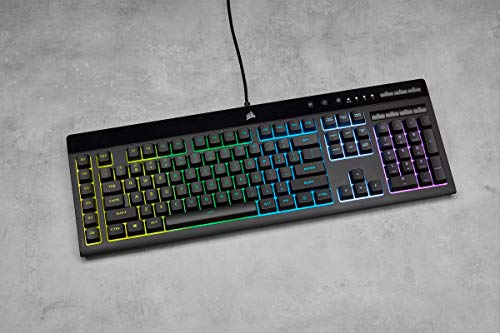 Corsair K55 RGB PRO Teclado Gaming de Membrana com Fio (Luz de Fundo RGB Dinâmica, Seis Teclas de Macro com Integração de Elgato Stream Deck, Resistente Poeira e Respingos) Layout Português, Preto