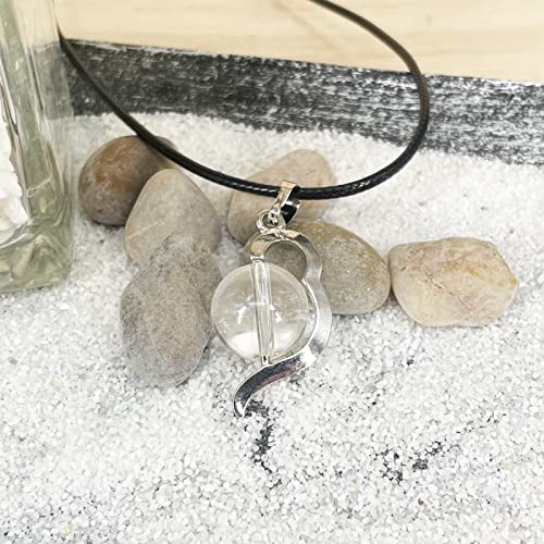 cotigo-Colgante de Piedra Natural Forma bola 12mm - Colgante de Cuenta Redonda Collar mineral Cuarzo Blanco natural para Mujer-Regalo para san valentín, Día Madre, Cumpleaños (Cuarzo Blanco)