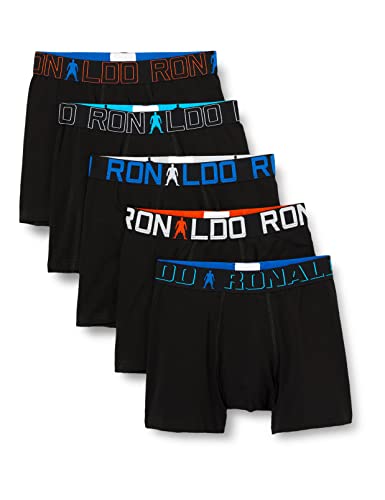 CR7 CRISTIANO RONALDO CR7 5-Pack Boy's Cotton Trunk Baadores Ajustados para Hombre, Negro, 10-12 Años para Niños