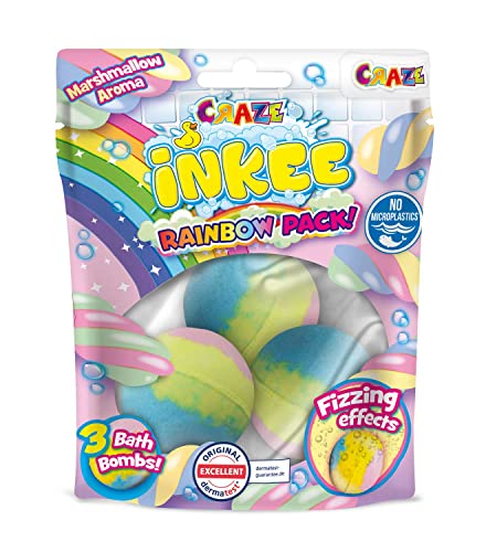 CRAZE- Pack 3 Bombas de Baño Infantil Arcoiris Perfumadas Efecto Efervescente, Multicolor (25840)