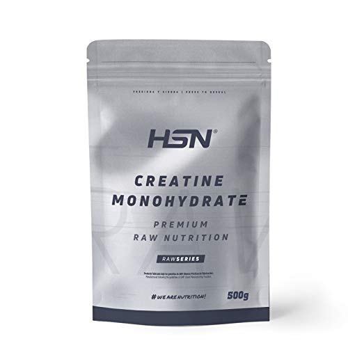 Creatina Monohidrato en Polvo de HSN | Sin Sabor 500 g = 143 Tomas por Envase | 100% Monohidrato de Creatina Pura Sin Añadidos | No-GMO, Vegano, Sin Gluten