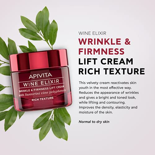 Crema antiarrugas y reafirmante con efecto lifting Wine elixir textura rica Apivita 50 ml