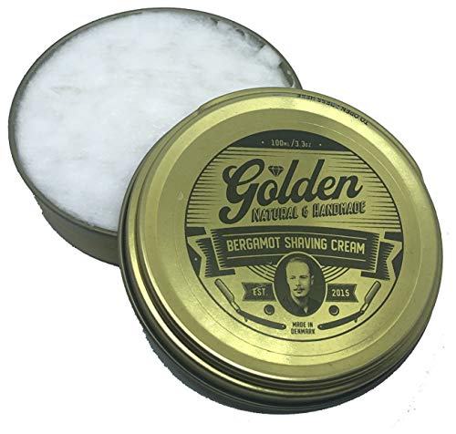 Crema de Afeitar para Hombre Natural | Golden Shave | 100ml | Esencia Bergamote | Resultados Sorprendentes