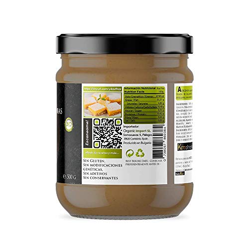 Crema de Almendras Integral 100% Natural Bio - Tostadas - Sin Azucar - Sin Gluten - Sin Lactosa - Ecologica Organica - Buena digestión (500GR)