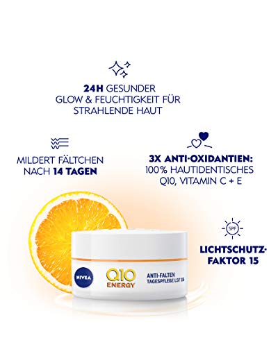 Crema de día Nivea Q10 Energy antiarrugas LSF15, 50 ml