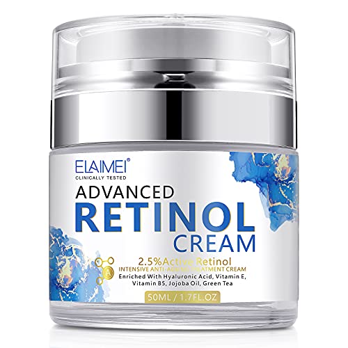 Crema Facial Avanzada con Retinol, IFUDOIT Hidratante Facial con Retinol al 2,5%, ácido Hialurónico, Crema Antienvejecimiento Día y Noche para Mujeres y Hombres, para Todo Tipo de Pieles