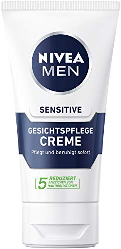 Crema facial Nivea Men Sensitive, crema hidratante para hombres con piel sensible, crema facial calmante, 75 ml