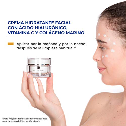 Crema hidratante antiarrugas con ácido hialurónico, vitamina C, colágeno marino y protección solar SPF30 + luz azul. Tratamiento antiedad día/noche, antimanchas y reafirmante hombre/mujer