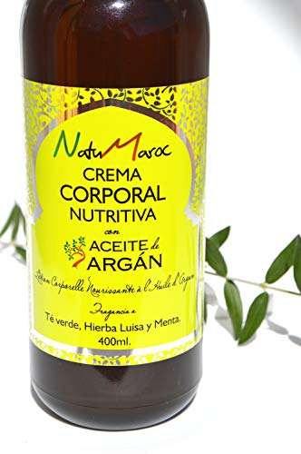 Crema Hidratante con Aceite de Argán 400ml NatuMaroc - SIN Sulfatos SIN Siliconas SIN Parabenos SIN Fosfatos SIN Colorantes SIN Aceites Minerales - Todo Tipo de Piel - Hidratación Máxima